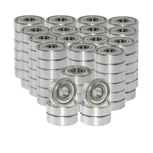 완성 부품 100팩 608ZZ 딥 그루브 볼 베어링 더블 메탈 실드ZZ 8mm x 22mm 7mm 스케이트보드용 C3 고속 3D