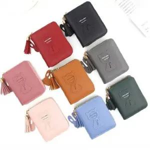 캐주얼 여성 고양이 지퍼 미니 카드지갑 동전 지갑