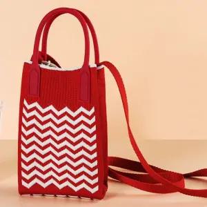 물결 니트백 니트 핸드폰 보조 가방 레드 니트미니크로스백