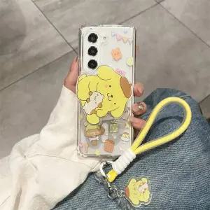 폼폼푸린 산리오 삼성 갤럭시 Z 폴드 6 5 7 4 3 폰 케이스 자석 맥세이프 보호 커버 투명 아크릴 PC 펀다