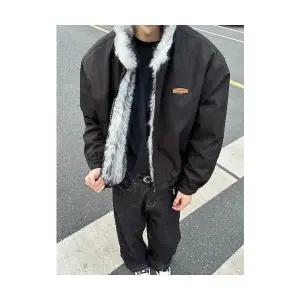 윈터솔져 남자 데일리룩 점퍼 패딩 블랙 퍼야상 겨울 차이나 점 도톰 쇼트 코트 KUK4