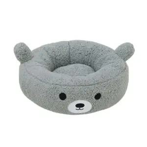 강아지 곰돌이 원형 방석 중형 그레이 1P 고양이 쿠션 WF78466