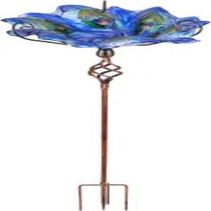 금속 말뚝 정원 장식 VCUTEKA 유리 새 목욕 야외 모이통