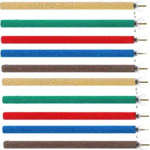 앵무새 농어 스탠드 10개 새 장난감 다채로운 발 갈기 스틱 케이지 액세서리 코카티용 나무 잉어