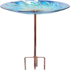 맘탑 유리 조류 목욕 금속 말뚝 공작 정원 야외 새 모이통