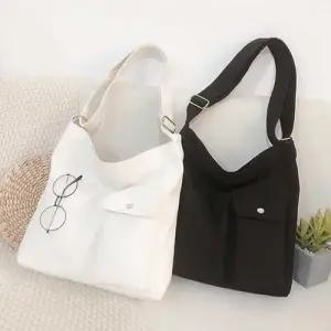 캔버스 숄더 크로스백 넉넉한 수납 무지 데일리백 WEC9078