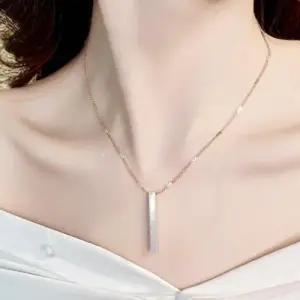 여성용 써지컬스틸 목걸이 고급 자개 장식 롱스타일 WFJOG5B