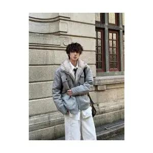 EAMT 남성 모토야마 조끼털 칼라 니트 코트 겨울 기모 도톰 자켓 보온 패딩 YJ4