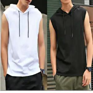 남성후드민소매티 민소매 후드 나시티 남성런닝 쿨티 루즈핏 남자나시 헬스 운동