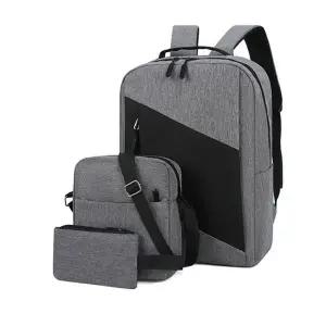 [하프클럽/]USB포트 사선백팩 미디백 파우치 세트 데일리 백팩