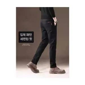 키체샵 남성 면 바지 블랙 캐주얼 추동 기모 도톰 일자 스판 정장 HO4