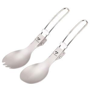 티타늄 캠핑 도구 스푼 스팍 접이식 식기 세트 초경량 내구성 세트w. 휴대용 가방 재사용 가능한 오래 지속되는 하이킹 스카우트용