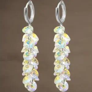 [하프클럽/]여성용 크리스탈 롱드롭 귀걸이 샹들리에 스타일 원터치