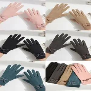 여자장갑 터치 장갑 겨울 리본 벨벳 여자 보온 가능