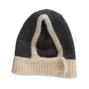 니트 후드 깔끔한 단추 넥워머 겨울 방한 여성 바라클라바