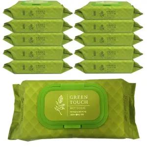 프리미엄 그린터치 물티슈 72매 10개입 물휴지 청소용품 주방용품 엠보싱 국산물티슈 아기물티슈