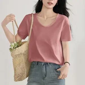 여성 여름 상의 무지 옆트임 이너 반팔티 U넥 티셔츠 3컬러