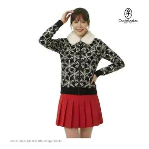 [하프클럽/기타]까스텔바작 여자 골프웨어 방풍 점퍼 니트 집업 패턴 자카드 자켓 BGEWSJ703