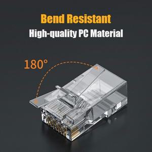 호환 ZoeRax RJ45 CAT6 패스 커넥터 - 15μ 금도금 8P8C 모듈형 이더넷 네트워크 케이블 플러그 엔드