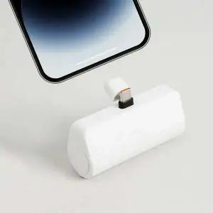 보조배터리 휴대폰충전 미니 C타입 화이트 커넥터보호 일체형