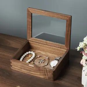 월넛 원목 유리뚜껑 보관함 방진 소형 주얼리 고급