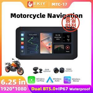 EKIY MTC17 6.25 오토바이 네비게이션 무선 CarPlay 디스플레이 화면 TPMS DVR 듀얼 BT 안드로이드 자동 모
