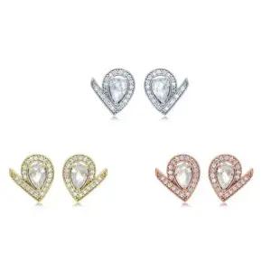 [하프클럽/]여자 데일리 클래식 물방울 큐빅 은침 스터드 귀걸이