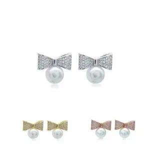 [하프클럽/]여자 실버침 진주 큐빅 골져스 클래식 귀걸이