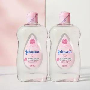 존슨즈 베이비 오일 500ml 2개 베이비파우더향 신생아 바디오일