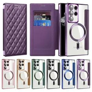 갤럭시S24 S24플러스 S24울트라 S24FE 풀커버 맥세이프 퀄팅 카드 수납 지갑 가죽 핸드폰 케이스