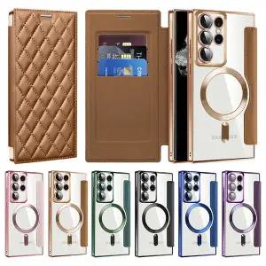 맥세이프 갤럭시S23 S23플러스 S23울트라 S23FE 풀커버 퀄팅 카드 수납 지갑 가죽 핸드폰 케이스