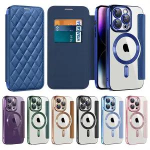 아이폰12 12프로 12프로맥스 풀커버 맥세이프 퀄팅 카드 수납 지갑 가죽 핸드폰 케이스