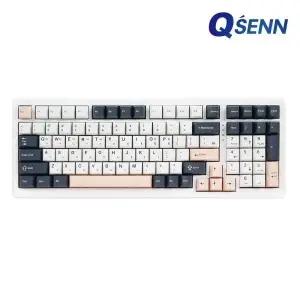 QSENN 유.무선.블루투스 기계식 키보드, 큐센 Q99 PBT 풀윤활 가스켓 [화이트/오테뮤 저소음 피치축 V3]