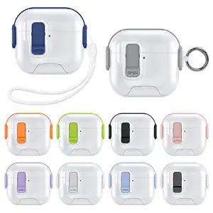 에어팟4세대 듀얼 고리 락 잠금 버튼 하드 스트랩 카라비너 케이스