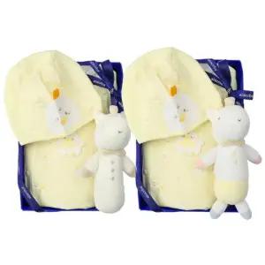 [갤러리아] (쌍둥이출산,백일슈트세트)두기코튼모달바디슈트두벌+말딸랑이두개세트(A11-10625SET)