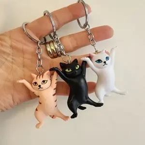 3컬러 춤추는 고양이 장식 키링 가방꾸미기 키홀더 (WFGO2RI)