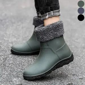 남자 기모 뽀글이 털안감 고무장화 눈오는날 레인부츠