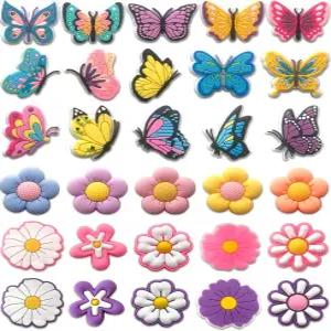여자들을 위한 모즈리 나비 플라워 슈 참 - 클로그 샌들을 30개의 PCS 컬러풀 장식 핀 를 귀여운 액세서리
