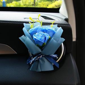 자동차 에어 벤트 대시보드용 향수 디퓨저가 포함된 미니 장식 장미 꽃다발, 향수 디퓨저가 포함된 자동차 실내 장식 액세서리, 에어 벤트 클립이 포함된 작은 꽃다발(스타일 H)