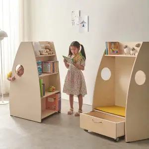 [비앙스] 하이드웰 유아 자작원목 독서 의자 책장형(서랍)