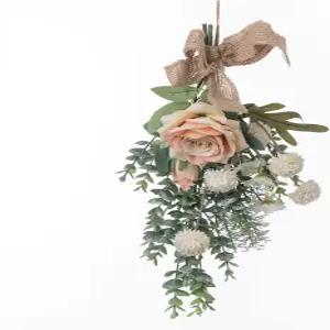 결혼식 파티 배경 벽난로 정원 홈 데코 봄 여름 현관문 화환 벽에 장식된 MOTUZP 플로럴 스웨그 인조 로즈