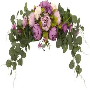 MOTUZP 25.6인치 플로럴 스웨그 다채로운 혼합 스프리도어 린텔 장식 가정용 정원 장식용 웨딩 아치 플라워