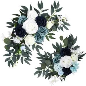 윌루프리 웨딩 아치 플라워 포 웰컴 사인 2PCS 인조 꽃 장식용 스웨그 데코레이션 리셉션 배경 파티