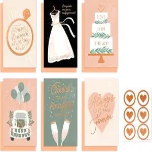 아메리칸 인사말 6인 결혼 축하 카드 번들 약혼 신부 샤워 결혼식