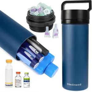 메디네이드 인슐린 쿨러 여행 케이스 TSA 승인 스팩이 포함된 60시간 냉장 주최자 용품용 바늘 수납 공간이