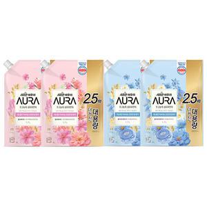 아우라 초고농축 섬유유연제 리필 1.7L, 윌유메리미, 2개 + 홀리데이판타지, 2개