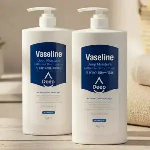 바세린 딥 모이스처 바디로션 1000ml 2개 대용량 고보습 바디크림
