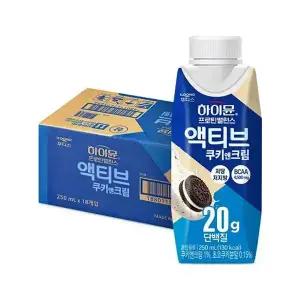 후디스 하이뮨 프로틴 액티브 쿠키앤크림 250ml, 18입, 1개