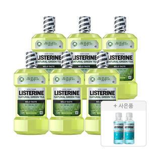 리스테린 그린티 마일드, 250ml, 6개 + 증정(쿨민트 마일드 100ml, 2개)