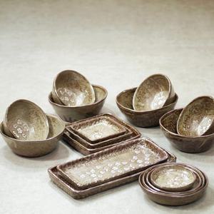 분청 도자기 홈세트 2인 4인 그릇세트 예쁜 빈티지 생활 식기 사기 밥공기 대접 공기 밥그릇 질그릇 반상기